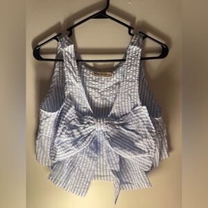 NWOT Maronie Blue White Striped Women's Top & Short Set